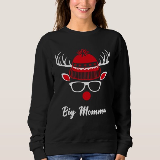 Big Momma Christmas Reindeer Face Family Matching スウェットシャツ (正面)