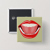 Big Mouth Humor Laughing Funny Square Buttons 缶バッジ (正面&裏面)