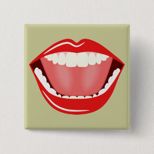 Big Mouth Humor Laughing Funny Square Buttons 缶バッジ