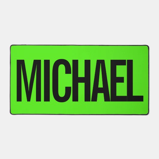 Big neon green mouse pad with custom name デスクマット (正面)