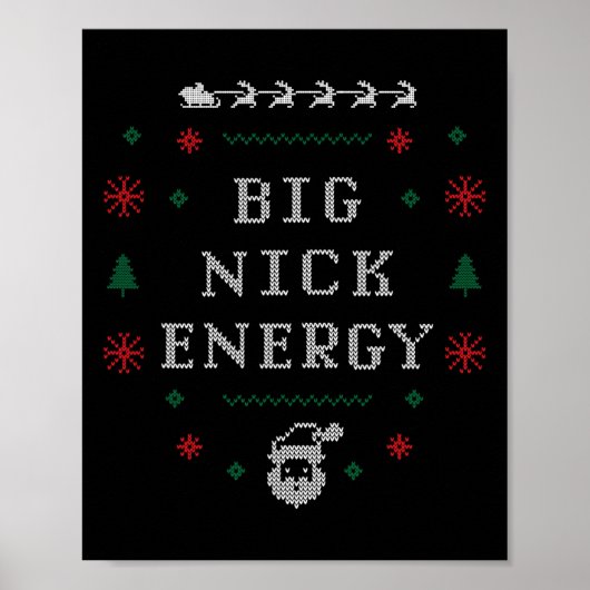 Big Nick エナジー おもしろ クリスマス 冬の休日 男性用 ポスター (正面)