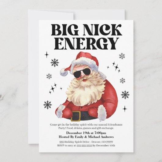 Big Nick Energy Friendsmas Christmas Party Invite 招待状 (正面)