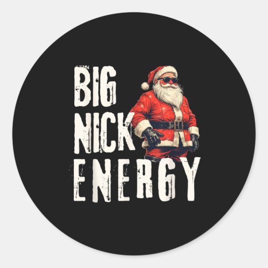 Big Nick Energy Funny Santa Christmas  ラウンドシール (正面)