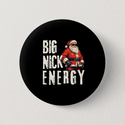 Big Nick Energy Funny Santa Christmas  缶バッジ (正面)