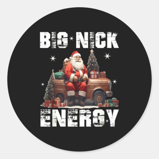 Big Nick Energy Funny Santa Christmas Shirts And  ラウンドシール (正面)