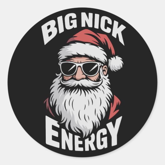 Big Nick Energy Funny Santa Sunglasses Christmas ラウンドシール (正面)