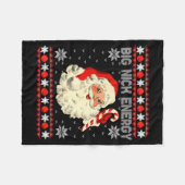 Big Nick Energy Funny Santa Ugly Christmas Sweater フリースブランケット (正面(横))