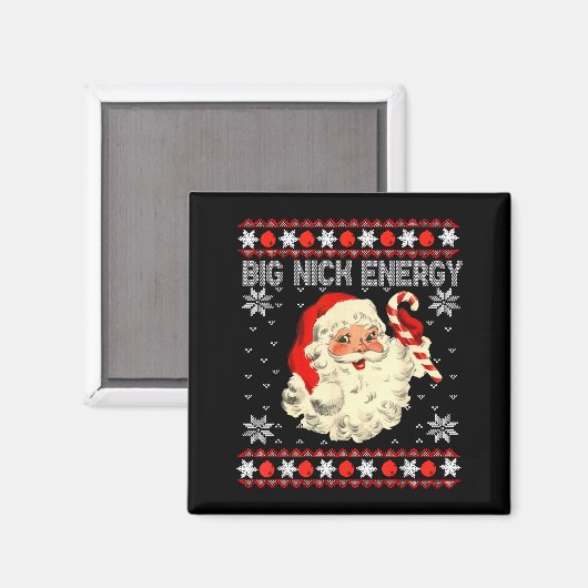 Big Nick Energy Funny Santa Ugly Christmas Sweater マグネット (正面/裏面)