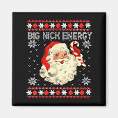 Big Nick Energy Funny Santa Ugly Christmas Sweater マグネット (正面)