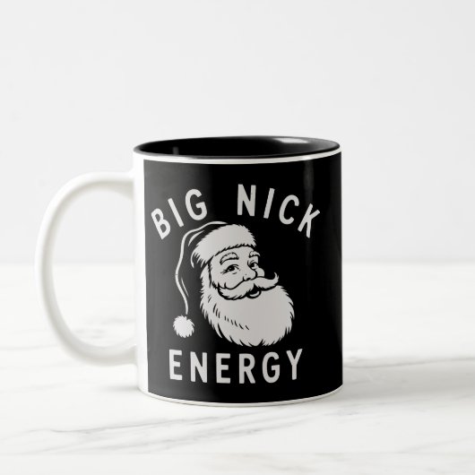 Big Nick Energy Funny Xmas Fat Santa Claus Saint  ツートーンマグカップ (左)