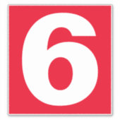 Big Number 赤と白 Six in on a シール (正面)