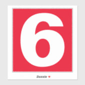 Big Number 赤と白 Six in on a シール (シート)
