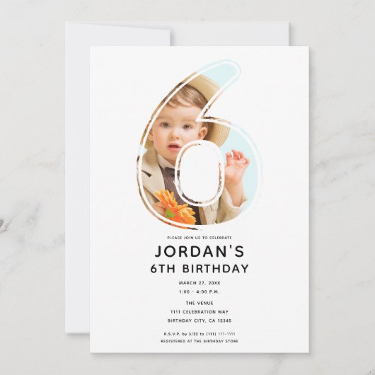 Big Number 6 SIX写真第6回誕生日パーティー 招待状 (正面)