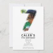 Big Number 7 SEVEN写真7th誕生日パーティー 招待状 (正面)