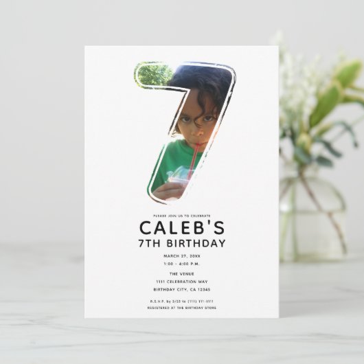 Big Number 7 SEVEN写真7th誕生日パーティー 招待状 (スタンド正面)