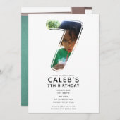 Big Number 7 SEVEN写真7th誕生日パーティー 招待状 (正面/裏面)