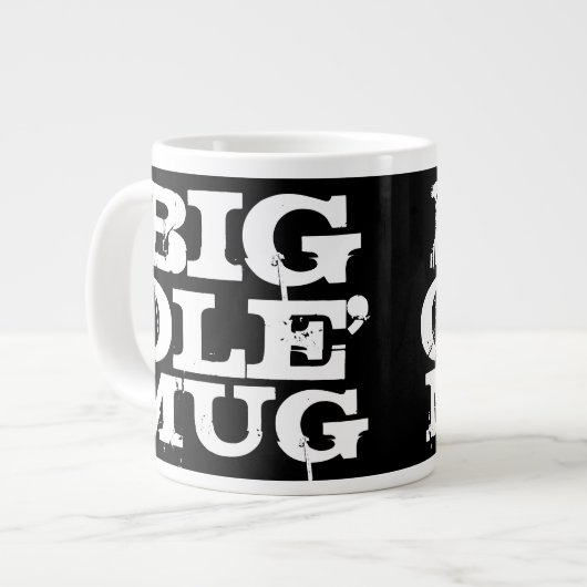 Big Ole' Mug、巨大ジャンボコーヒーマグ、ブラック/ホワイト ジャンボコーヒーマグカップ (正面左)