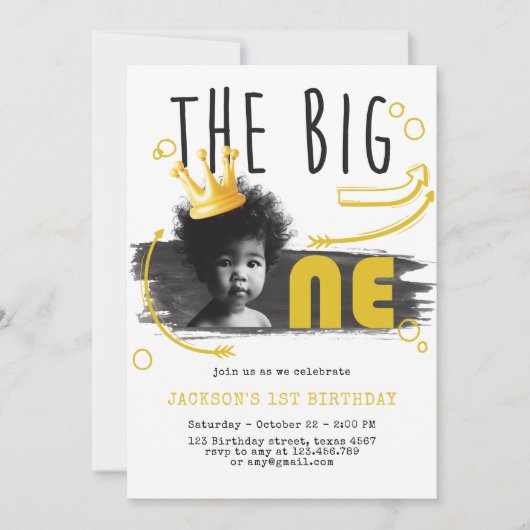 BIG ONE First誕生日写真 招待状 (正面)