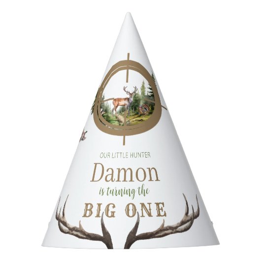 Big One Hunting First Birthday パーティーハット (正面)