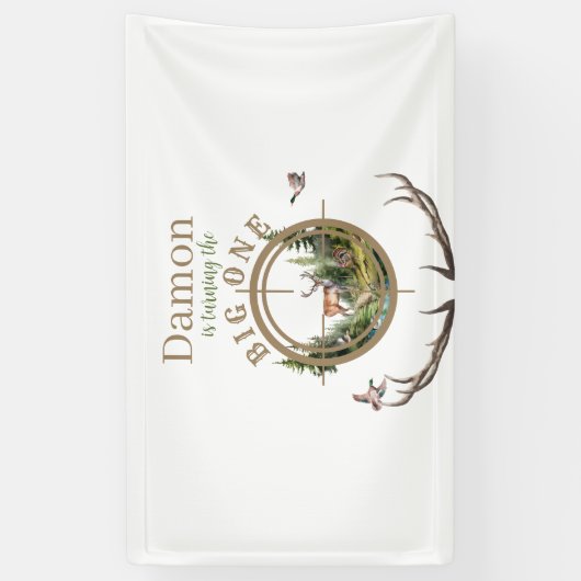 Big One Hunting First Birthday 横断幕 (縦)