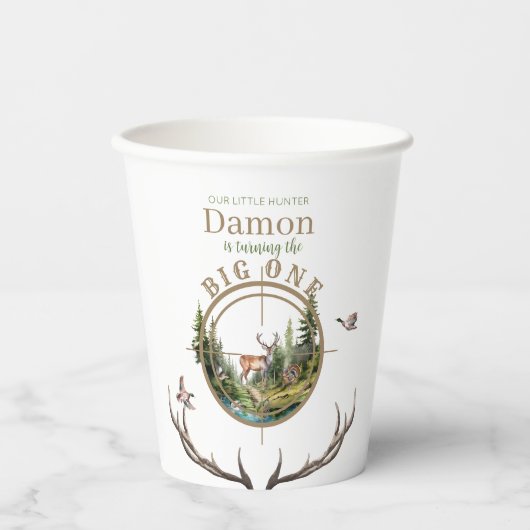 Big One Hunting First Birthday 紙コップ (正面)