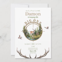 Big One Hunting First Birthday Invitation