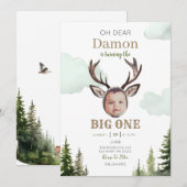 Big One Hunting First Birthday Photo Invitation 招待状 (正面/裏面)