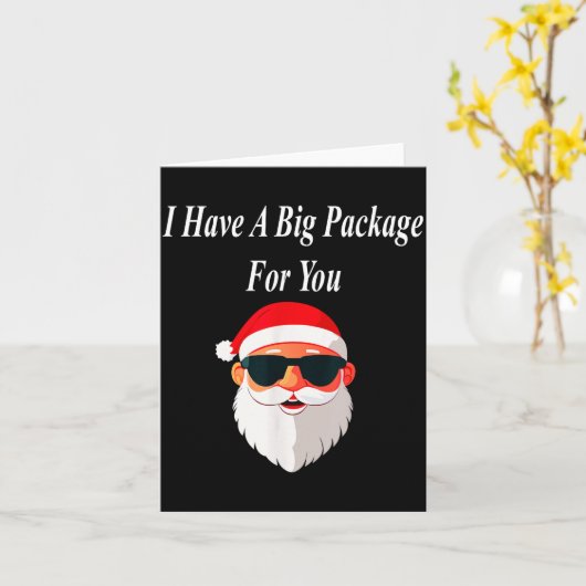 Big Package Christmas Funny Naughty Dirty Raunchy  カード (黄色い花)