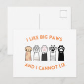 Big Paws Funny Pet Shirt ポストカード (正面/裏面)