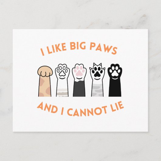 Big Paws Funny Pet Shirt ポストカード (正面)