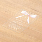 big pink bow | First Communion アクリル招待状 (レイダウン)