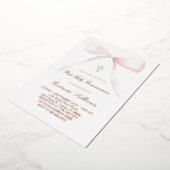 big pink bow | First Communion 箔招待状 (回転した状態)