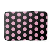Big Pink Polka Dots on Black バスマット (正面)