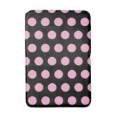 Big Pink Polka Dots on Black  バスマット (正面縦)