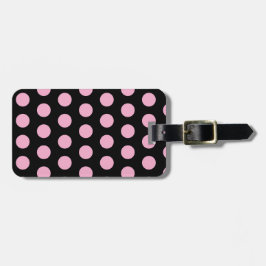 Big Pink Polka Dots on Black  ラゲッジタグ