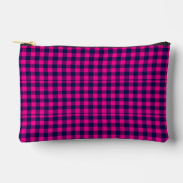 Big Pixel Check Plaid in Pink Navy アクセサリーポーチ