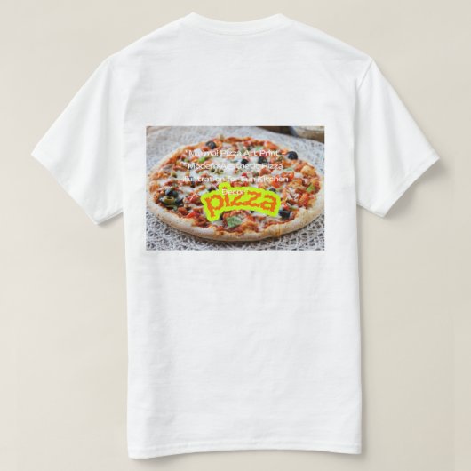 Big Pizza Image - Delicious Food Illustration Tシャツ (デザイン裏面)