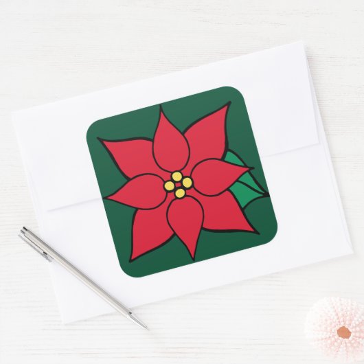 Big Poinsettia Stickers スクエアシール (封筒)