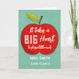 Big RED apple it takes a big heart teacher card サンキューカード