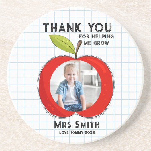 Big Red Apple Teacher Thank You Photo coaster コースター (正面)