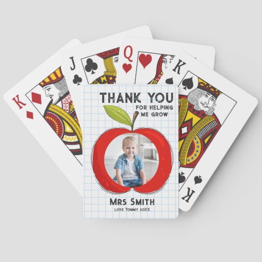 Big Red Apple Teacher Thank You Photo Poker Cards トランプ (裏面)