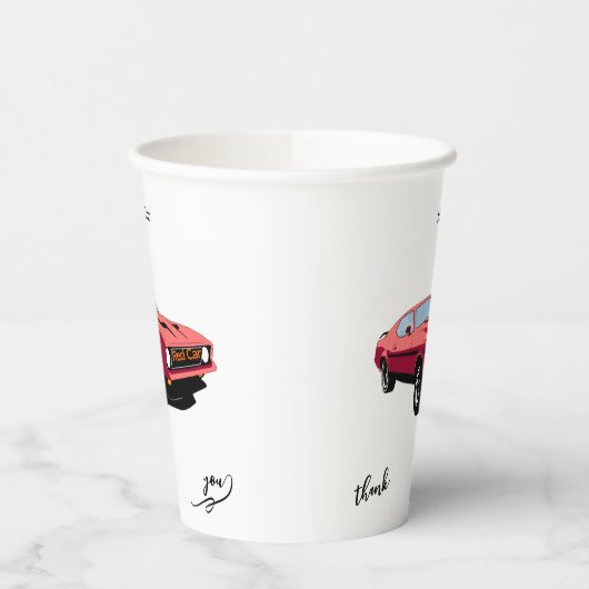 Big Red Car Custom Text Party Cup 紙コップ (左)