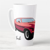 Big Red Car Latte Mug – Custom Text Car Lover  カフェラテマグ (左アングル)