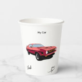 Big Red Car Paper Cup – Custom Text Party Cup 紙コップ (裏面)