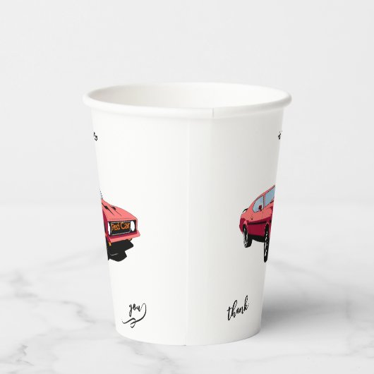 Big Red Car Paper Cup – Custom Text Party Cup 紙コップ (右)