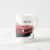 Big Red Car Specialty Mug – Custom Text Car Lover  ボーンチャイナマグカップ (正面右)