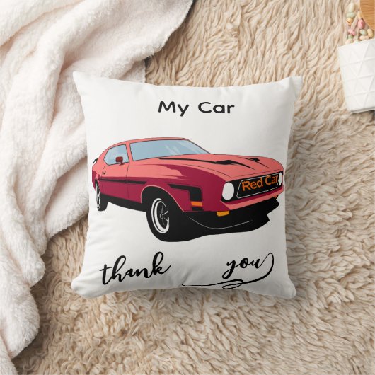 Big Red Car Throw Pillow –Home Décor クッション (ブランケット)