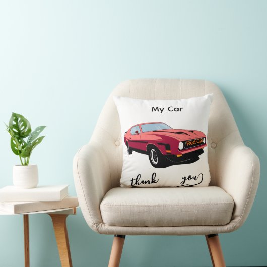 Big Red Car Throw Pillow –Home Décor クッション (椅子)