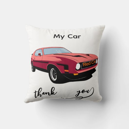 Big Red Car Throw Pillow –Home Décor クッション (裏面)