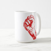 Big Red Raised Defiant Fist コーヒーマグカップ (正面右)